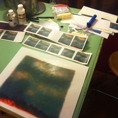Test printing a finished visual before producing the final piece of art.